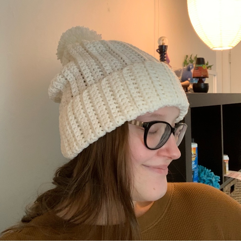Handmade Crocheted Beanie Pom-Pom Hat - Picture 2 of 7